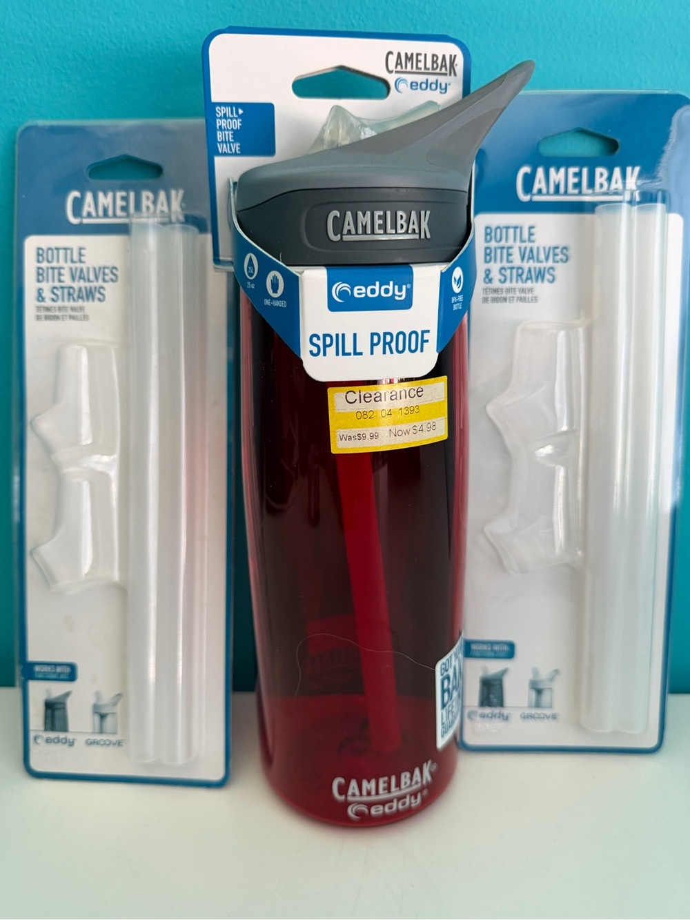 CamelBak Eddy  750 ml water bottle in red &  Replacement Straws No Valves